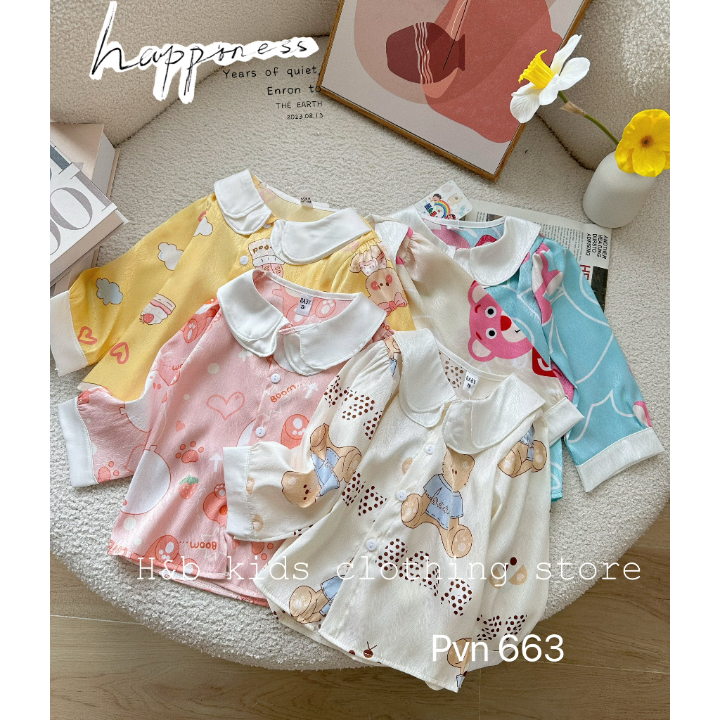 Bộ Pijama cho bé gái , set bộ quần áo thu đông lụa xước siêu mát và đáng yêu cho bé gái