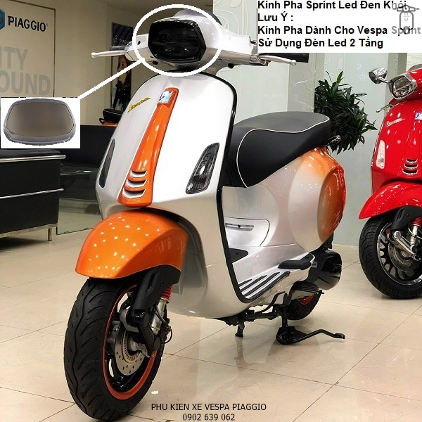 Mặt Kính Đèn Pha Cao Cấp Cho Các Dòng Vespa Sprint Led 2 Tầng