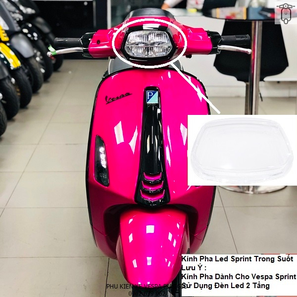 Mặt Kính Đèn Pha Cao Cấp Cho Các Dòng Vespa Sprint Led 2 Tầng