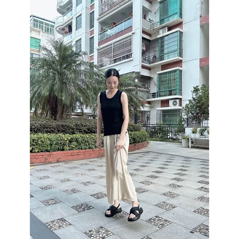 Dép quai hậu độn đế HUANQIU cao cấp chính hãng, dép bánh mì nâng chiều cao cho nữ cao 4cm