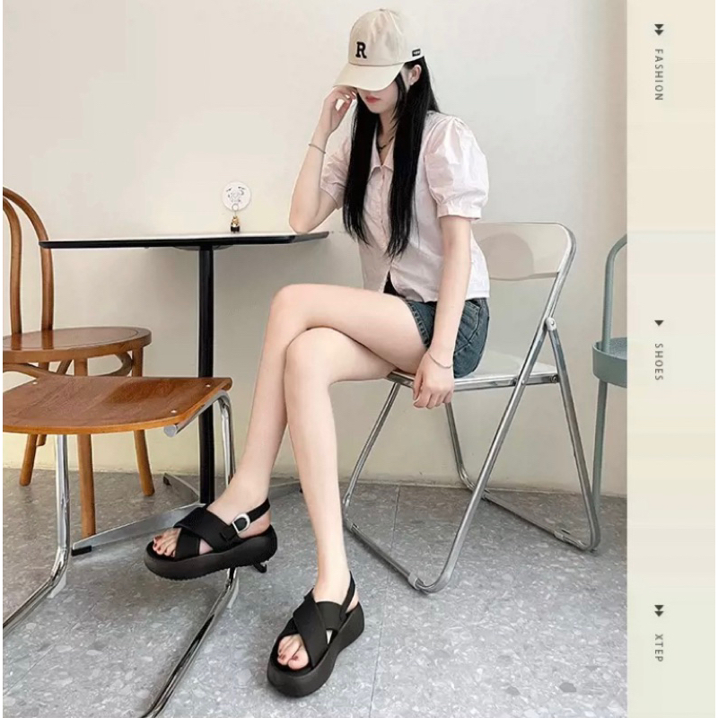 Dép quai hậu độn đế HUANQIU cao cấp chính hãng, dép bánh mì nâng chiều cao cho nữ cao 4cm