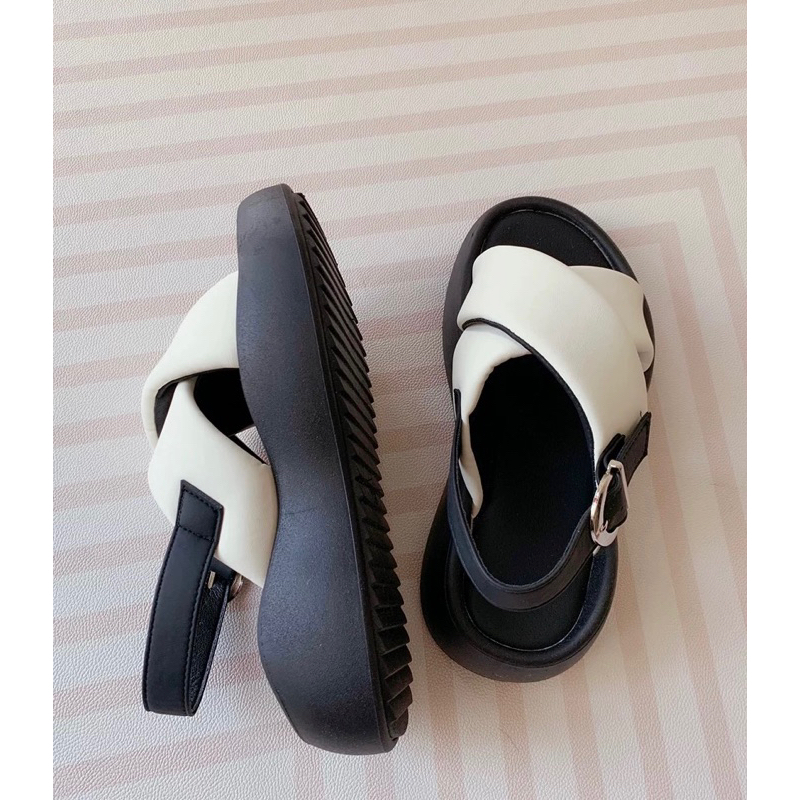 Dép quai hậu độn đế HUANQIU cao cấp chính hãng, dép bánh mì nâng chiều cao cho nữ cao 4cm