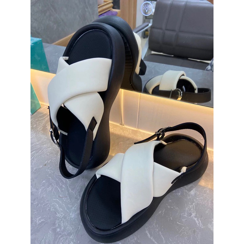 Dép quai hậu độn đế HUANQIU cao cấp chính hãng, dép bánh mì nâng chiều cao cho nữ cao 4cm