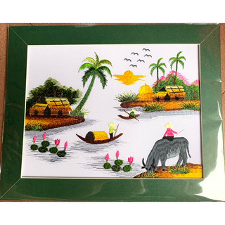 Tranh thêu tay Đồng Quê Chăn Trâu DQCT002