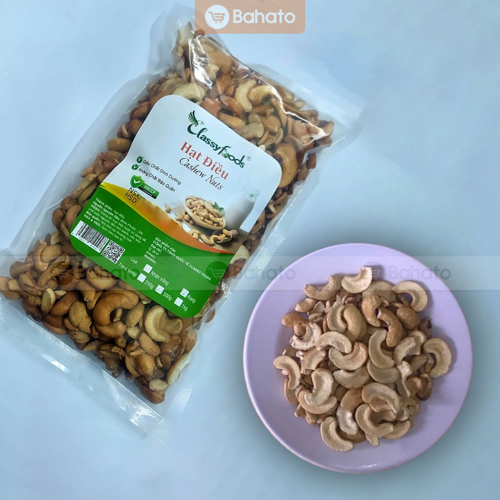 Hạt điều bể đã bóc vỏ lụa rang muối gói 500g