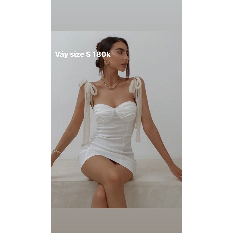 Váy trắng 2 dây nơ