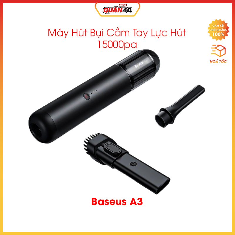 Máy Hút Bụi Ôtô Pin Sạc Cầm Tay Baseus A3 | Lực Hút 15000Pa - Hàng Chính Hãng