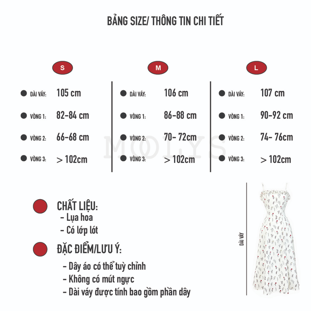 Đầm hai dây dáng dài hoa nhí dễ thương MOOLYS MD029