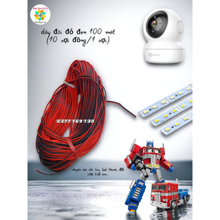 Dây điện đôi đỏ đen hàn LED thanh, loa, đồ chơi điện tử, camera cuộn 100m và 100% dây đồng (10 sợi đồng)