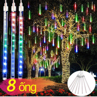  Đèn Led Sao Băng Đủ Màu 8 Ống 50cm - Chống Nước Trang Trí Cây Lễ Tết 