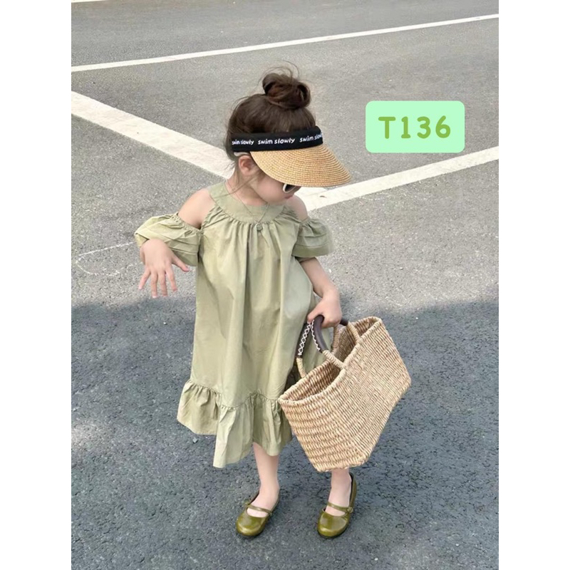 T136 Váy thiết kế tay lỡ khoét giọt lệ lưng cho bé