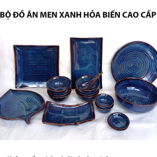 Bộ đồ ăn gốm sứ OANH GIA AUTHENTIC BAT TRANG - Men xanh hỏa biến cao cấp, đẹp, sang trọng, bền chắc - Chuyên nhà hàng