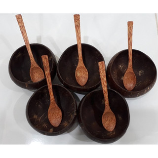 Combo bát/chén gáo dừa + muỗng gỗ dừa siêu cưng dùng trộn mỹ phẩm thiên nhiên/đựng thực phẩm