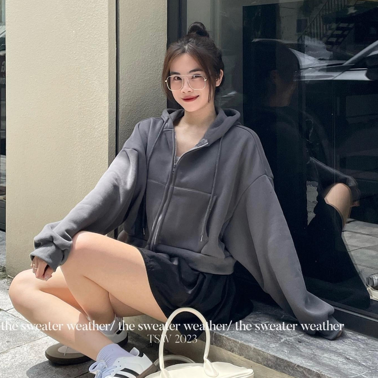 Áo khoác hoodie kéo khoá croptop basic Jun Store 003 P6K9