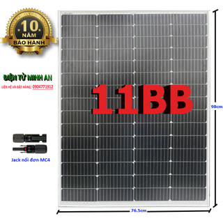 Tấm pin năng lượng mặt trời mono công suất 150w công nghệ mới 11bb tặng jack nối đơn MC4