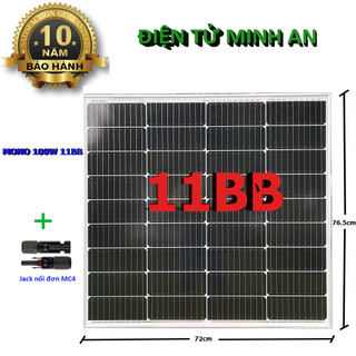 Tấm Pin năng lượng mặt trời đơn tinh thể Mono 100W 11bb tặng cặp Jack nối đơn MC4