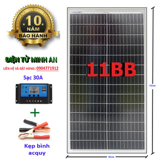 Tấm Pin năng lượng mặt trời đơn tinh thể Mono 50W công nghệ mới 11bb kèm điều khiển sạc 30A (sạc hệ 12v/24V)