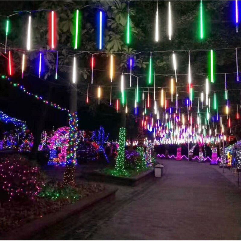 Đèn Led Sao Băng Đủ Màu 8 Ống 50cm - Chống Nước Trang Trí Cây Lễ Tết