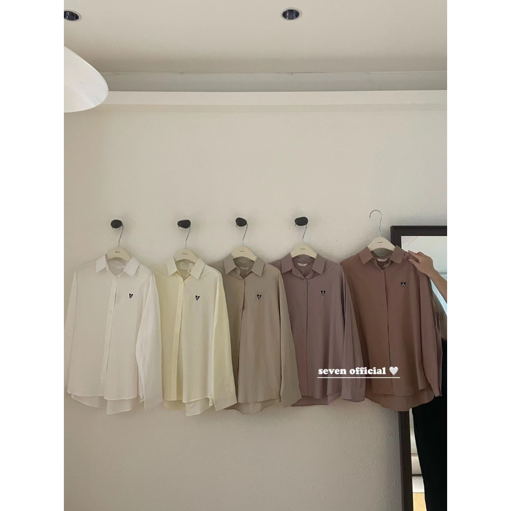 Áo sơ mi cổ đức thêu Mickey SEVEN 0908