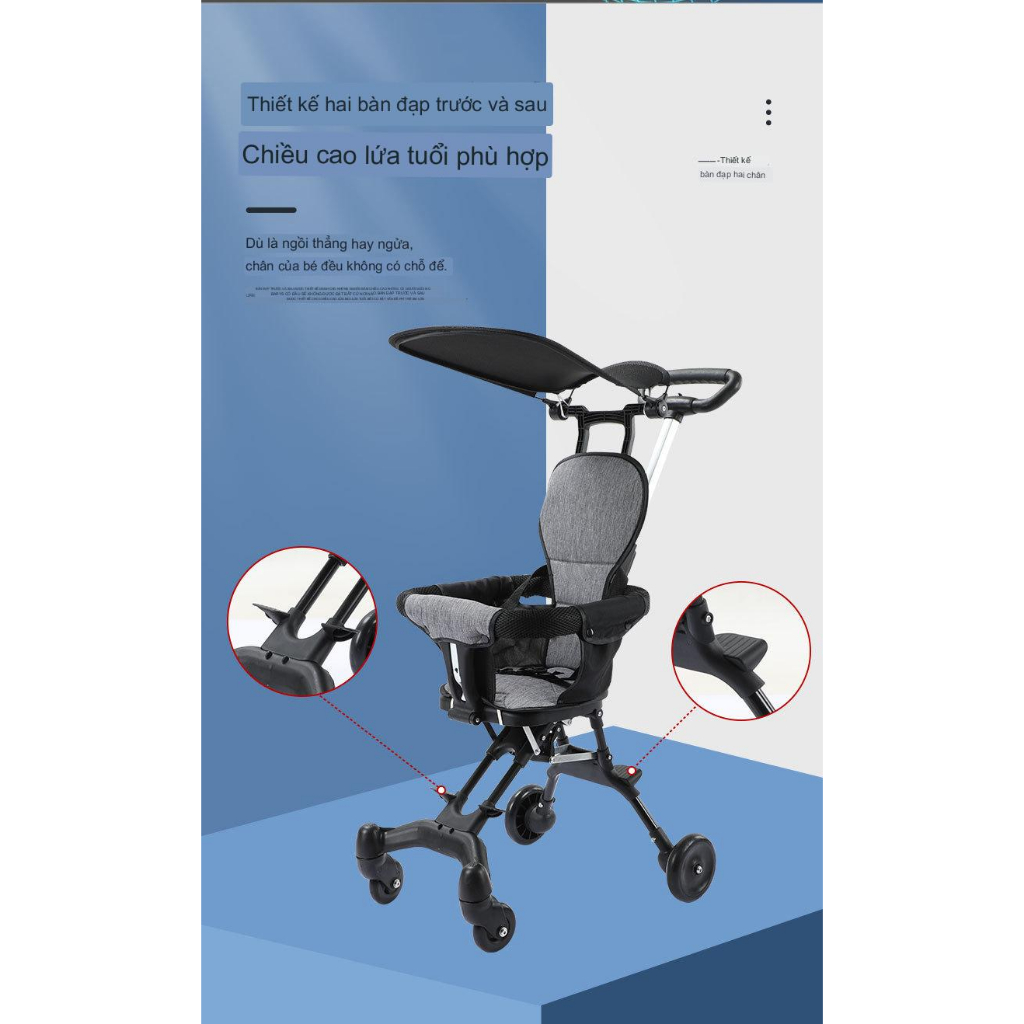 Đẩy Gấp Gọn,Xe Đi Siêu Thị, Du Lịch Cho Bé