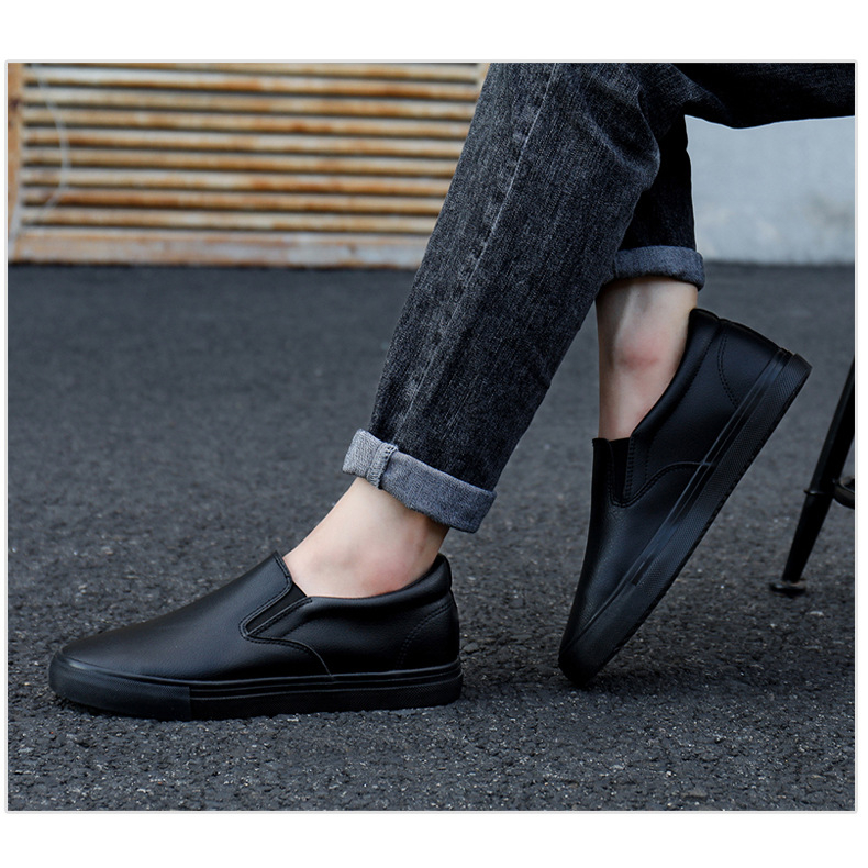 Slip on da nam | Giày lười da nam - Da PU màu đen và trắng - Hàng fullbox, fulltag - Mã SP A568