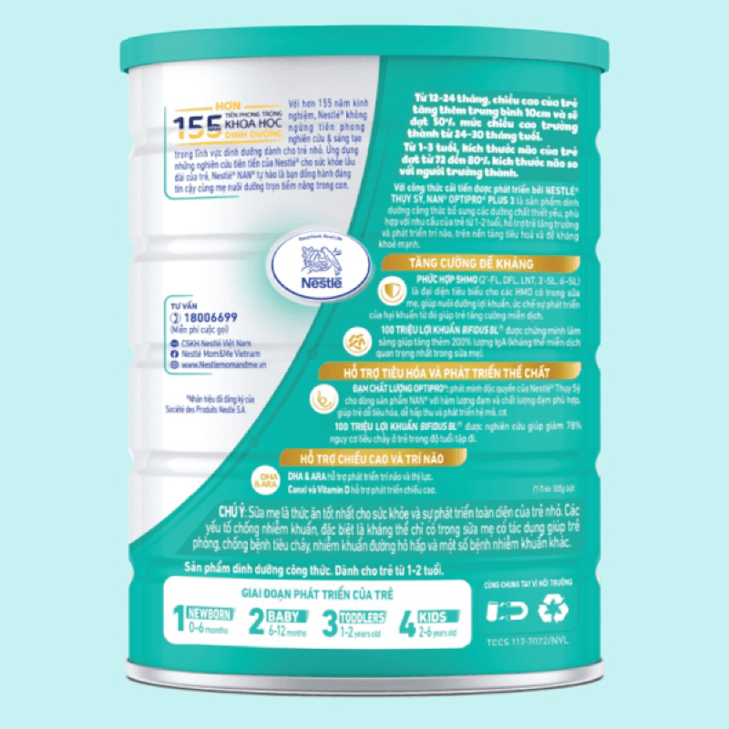 Sữa bột NAN OptiproPlus 2 800g