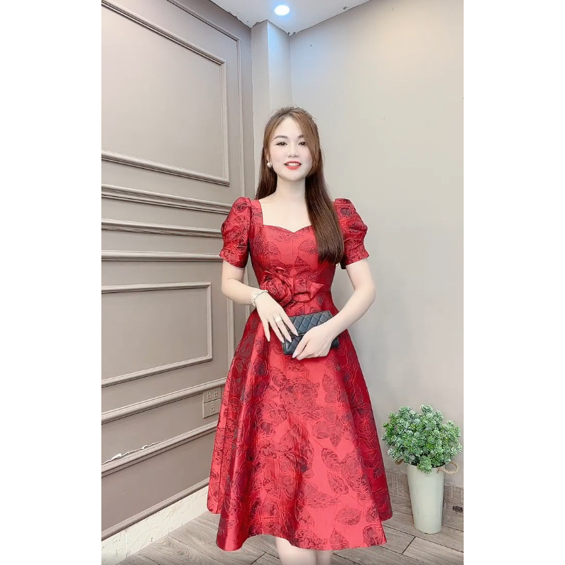 Váy xòe eo đính hoa -10427