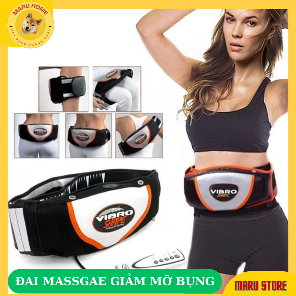 Đai Masage Giảm Tan Mỡ Bụng - Máy Masage Rung Nóng Trị Liệu Đau Mỏi Vai Gáy Vibro Shape [ BH 12 Tháng ]