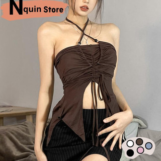Áo ống nữ kiểu yếm đan dây rút ngực,áo được thiết kế kiểu đuôi cá tà bèo thời trang cá tính cực xinh Nquin Store