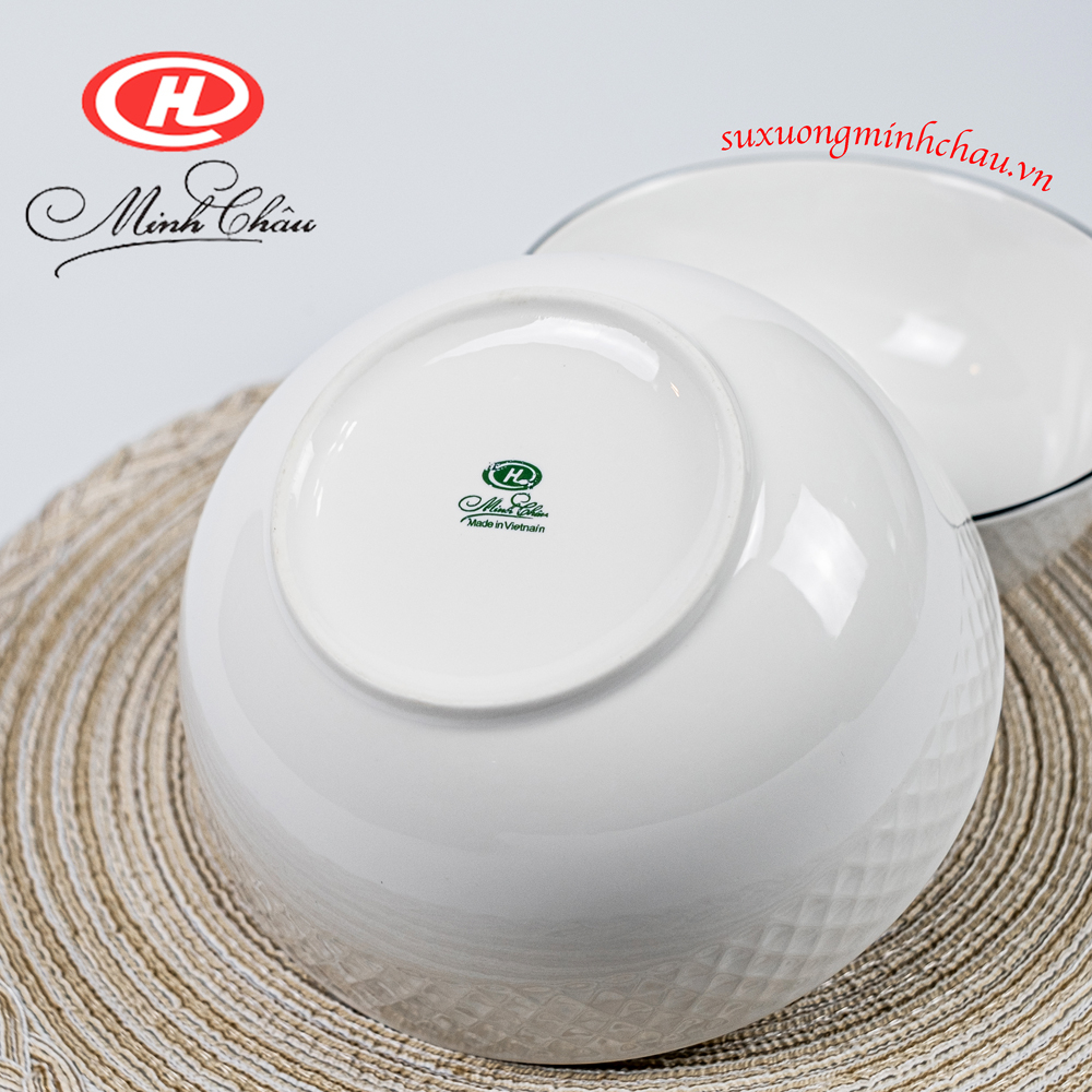 Bát Tô Viền Vằn Sần Sứ Minh Châu Cao Cấp Kiểu Pháp Kẻ Màu