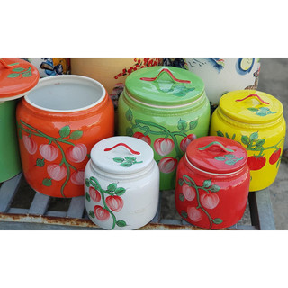 Âu đựng hũ sứ có nắp muối dưa cà đựng mẻ vẽ men màu - sứ bát tràng