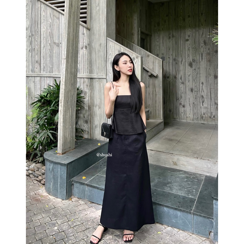 𝗛𝗮𝗻𝗻𝗶 𝗦𝗸𝗶𝗿𝘁 - Chân Váy Dài Linen Tưng