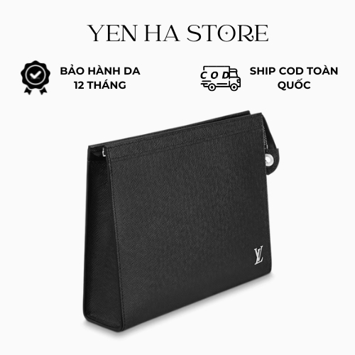 Clutch, ví cầm tay, kẹp nách nam, túi nam Lờ Vê da thật, màu đen sang trọng size 26cm siêu cấp