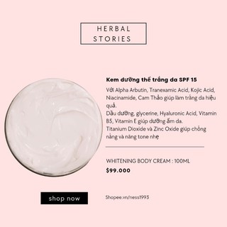 Kem body dưỡng trắng da SPF15