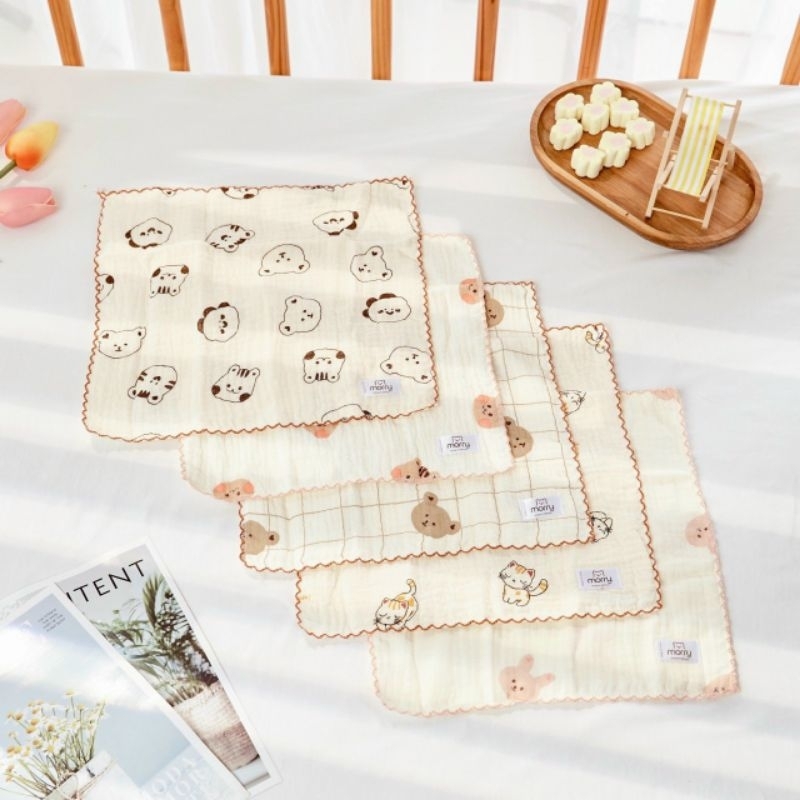 SÉT 5 khăn 4 lớp chất xô Muslin tree in họa tiết dùng làm khăn lau đa năng mềm mịn cho bé