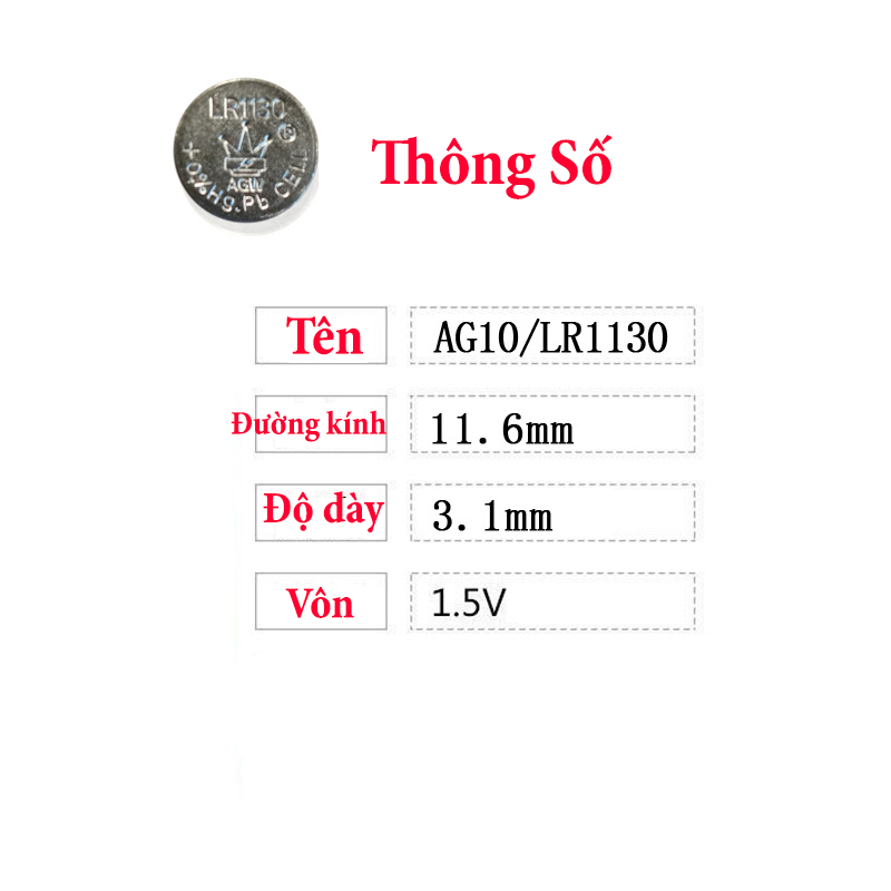 Pin cúc áo AG13 LR44 AG3 LR41 AG10 LR1130 CR2032 LR626 LR621 AG4 Pin đồng hồ, pin chìa khóa ô tô