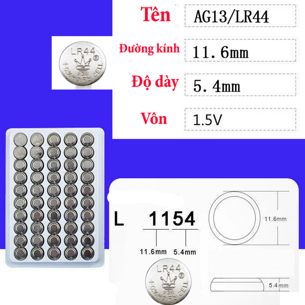 Pin cúc áo AG13 LR44 AG3 LR41 AG10 LR1130 CR2032 LR626 LR621 AG4 Pin đồng hồ, pin chìa khóa ô tô