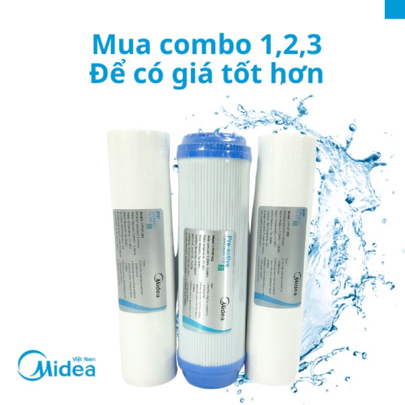 Bộ Lõi lọc nước số 1 2 3 Midea mro 1644-8 , 1644-5