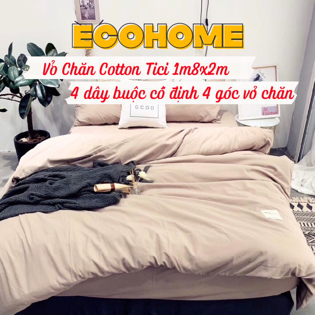Vỏ Chăn Mền lồng được ruột 1m8x2m chất Cotton Tici trơn một màu có khóa kéo chắc chắn nhà EcoHome