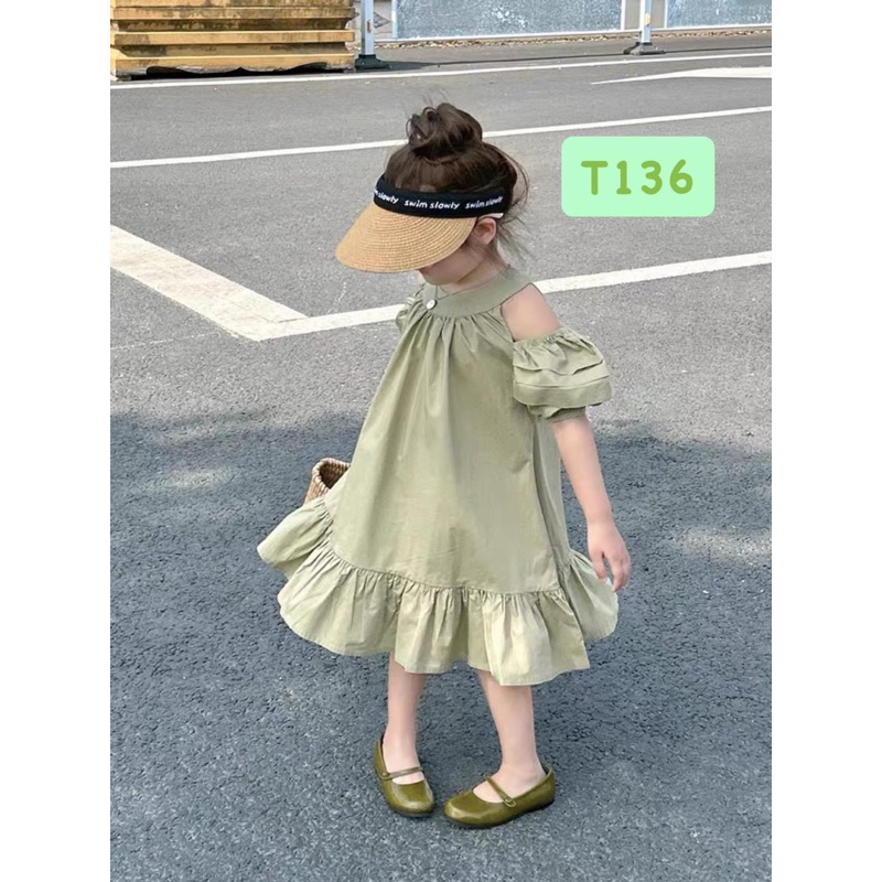 T136 Váy thiết kế tay lỡ khoét giọt lệ lưng cho bé