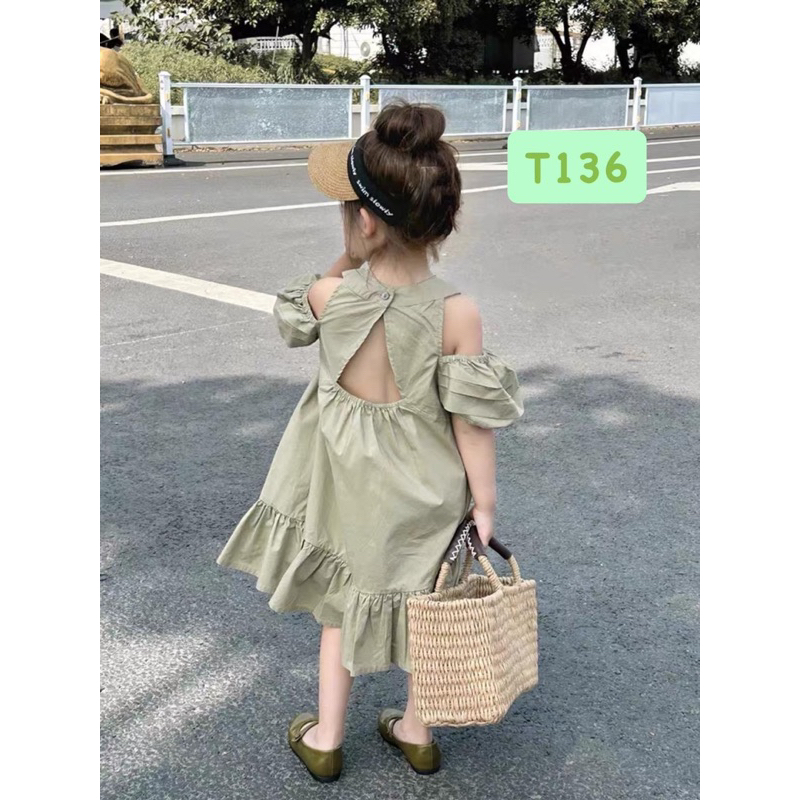 T136 Váy thiết kế tay lỡ khoét giọt lệ lưng cho bé