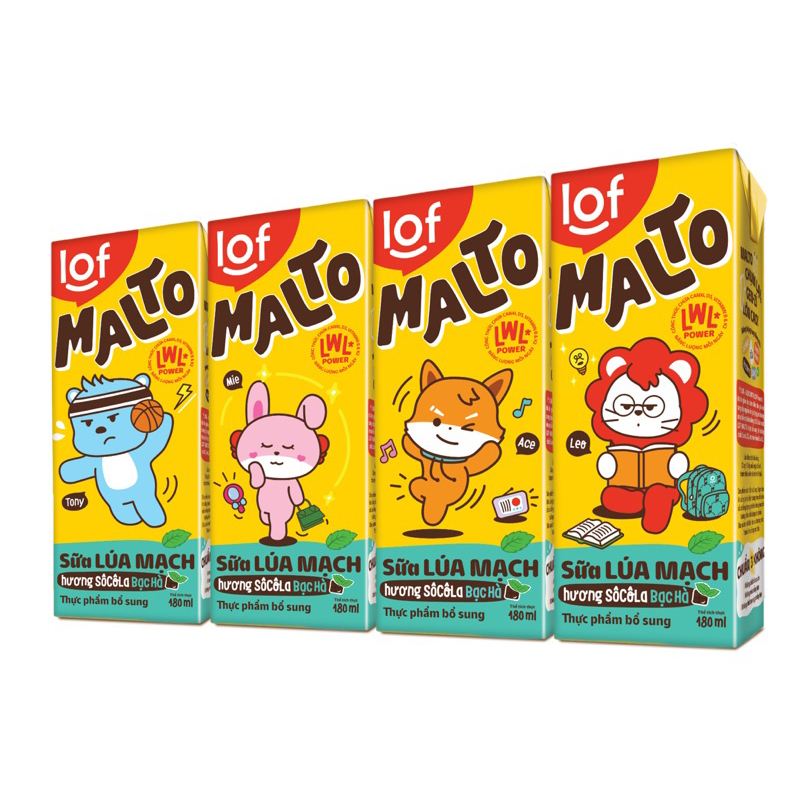 Thùng 48 hộp sữa lúa mạch Lof Malto 180ml (các hương vị)