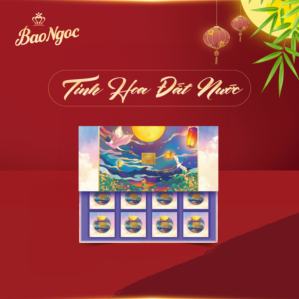 BẢO NGỌC -Tinh hoa Đất Nước - hộp 8 bánh đủ vị thiết kế hộp cao cấp