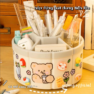 Hộp đựng bút xoay dễ thương dung tích siêu lớn hộp đựng văn phòng phẩm để bàn đa chức năng bé gái và trẻ em