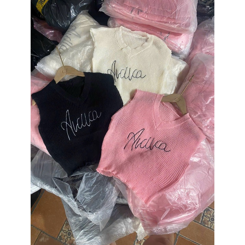 ÁO LEN THÊU CHỮ ALUCA SÁT NÁCH CỔ TIM HÀNG QC MS90001