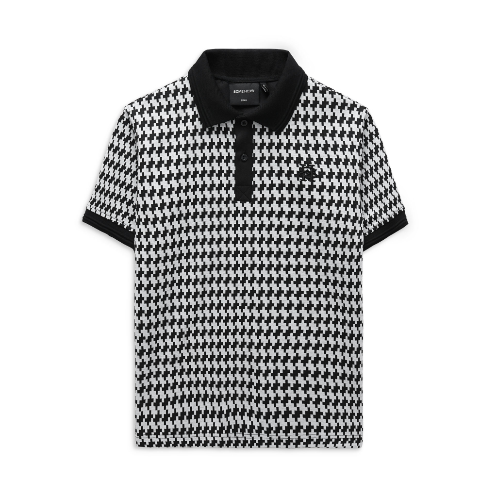 Áo Polo Nam Black White Mosaic, Chất Vải Cotton Dệt Blend Thoải Mái, PL0054, SOMEHOW