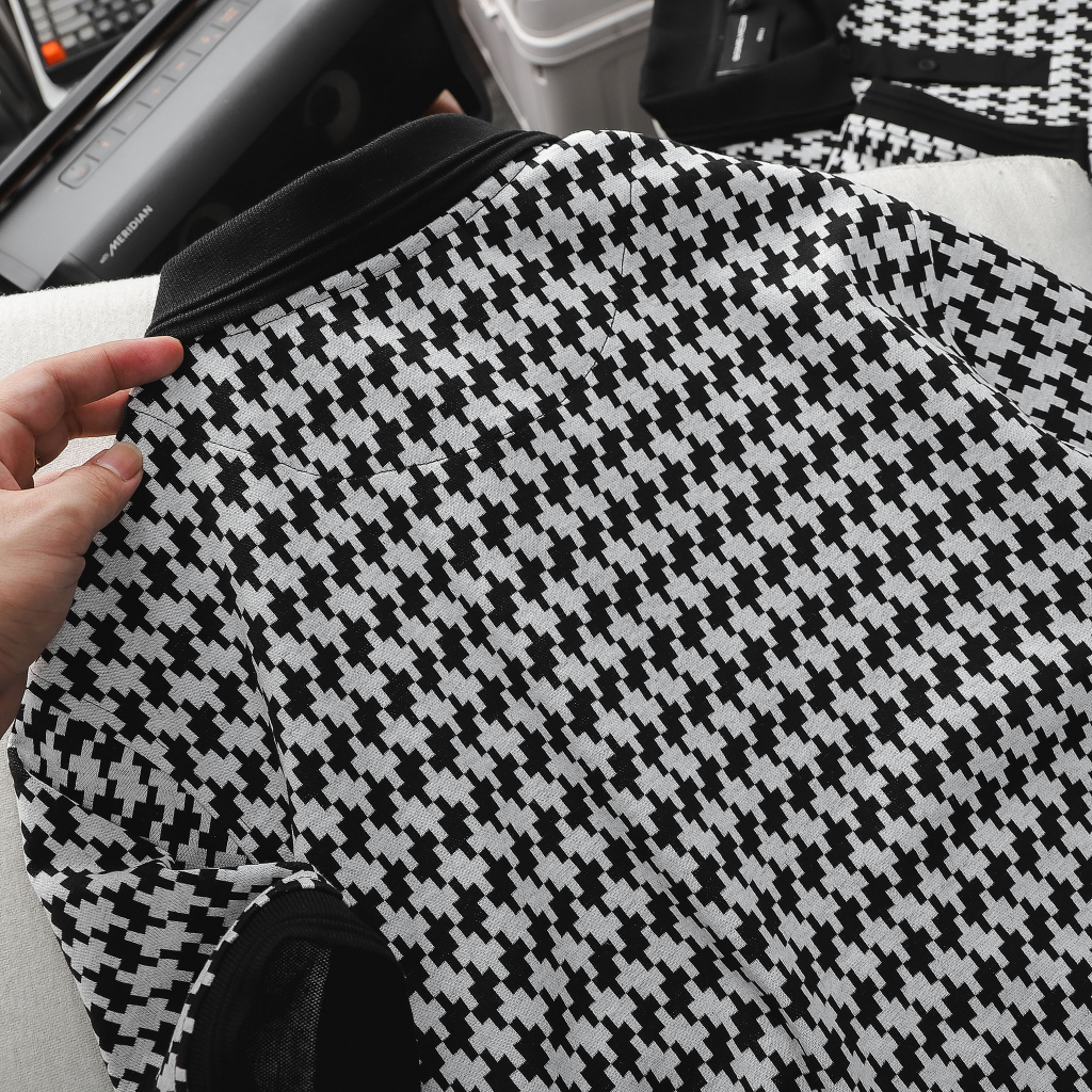 Áo Polo Nam Black White Mosaic, Chất Vải Cotton Dệt Blend Thoải Mái, PL0054, SOMEHOW