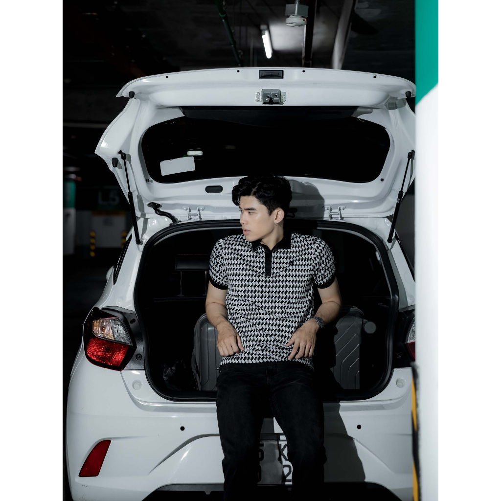 Áo Polo Nam Black White Mosaic, Chất Vải Cotton Dệt Blend Thoải Mái, PL0054, SOMEHOW