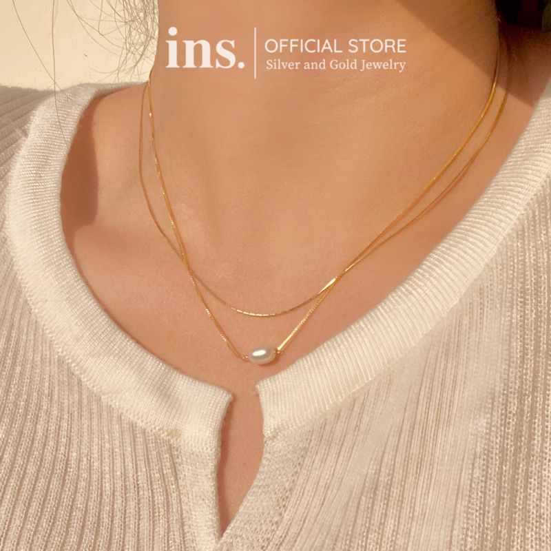 Dây chuyền bạc INS sợi nhuyễn MINI PEARL ngoc trai nước ngọt cao cấp