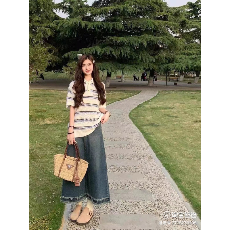Áo thun polo tay ngắn dệt kim ulzzang phong cách Hàn Quốc
